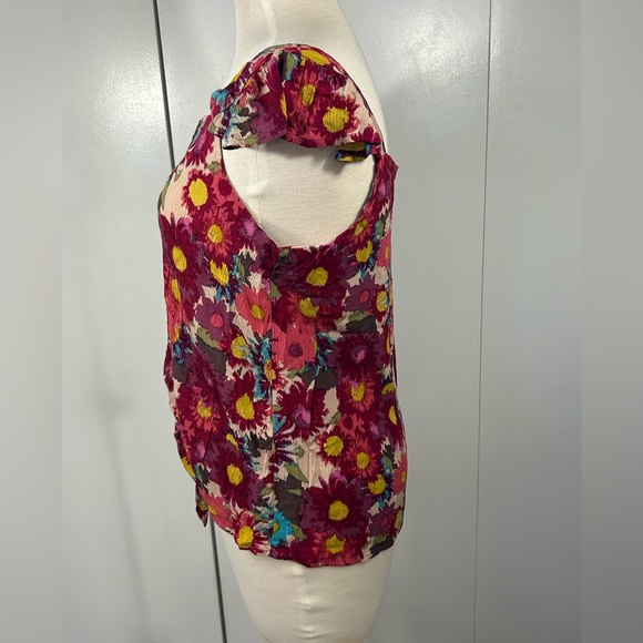 Floral Print Women's Top - Multicolor Flowers Button-down NWT Small Light weight - Picture 3 of 11